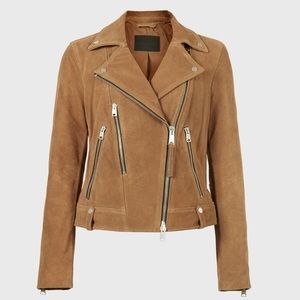 ALLSAINTS Women's Brown Neko Suede Biker Jacket